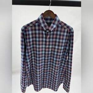 Tom Ford Men's Red and Blue Plaid Shirt